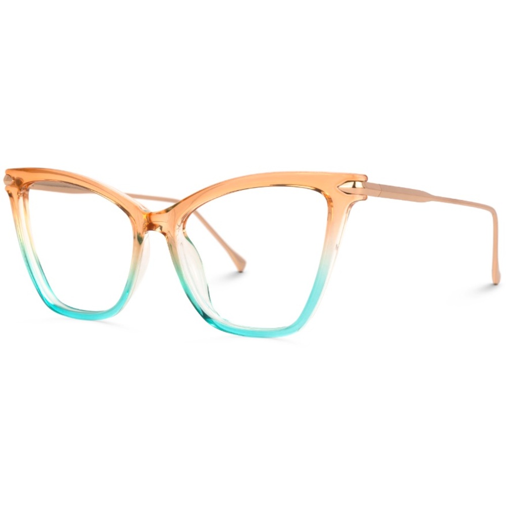 ZEELOOL-5.00 Prescription Ombré Mint Green>Peach Fashion Glasses - Picture 2 of 6